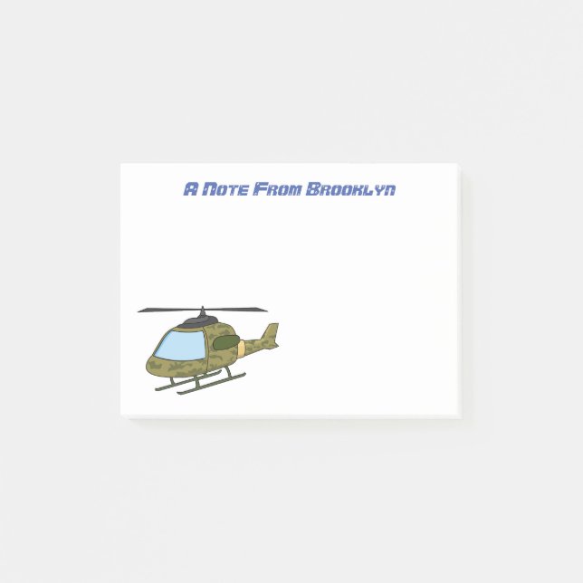 Post-it® Caricature d'hélicoptère camoflage de l'armée (Devant)