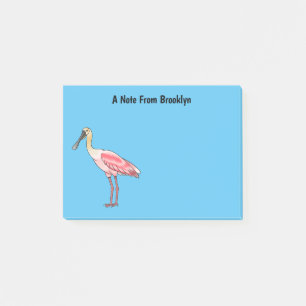 Post-it® Caricature d'oiseau de spatule de rose