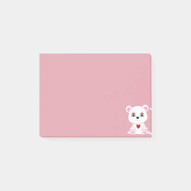 Post-it® Caricature d'ours polaire sur or Rose (Devant)