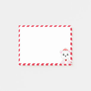 Post-it® Caricature d'ours polaire sur rouge et blanc