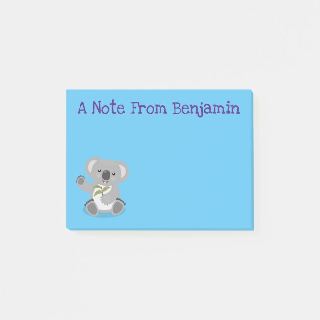 Post-it® Caricature joyeux koala agitant (Devant)