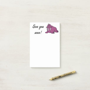 Post-it® Caricature mignonne de Walrus mauve, nature océani
