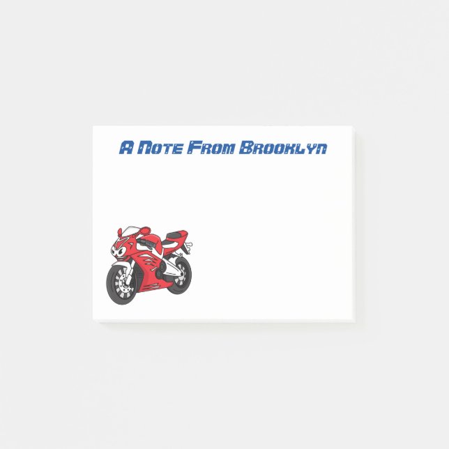 Post-it® Caricature moto de sport rouge mou (Devant)