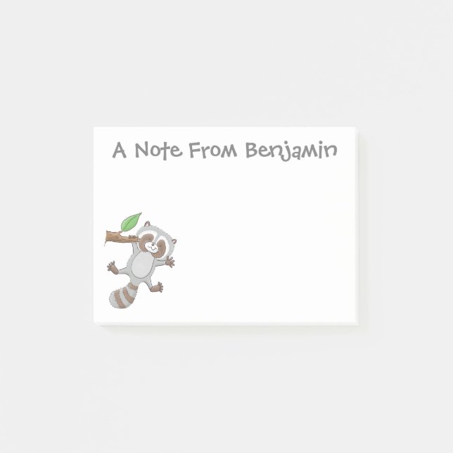 Post-it® Caricature pour bébé au raton laveur joyeux (Devant)