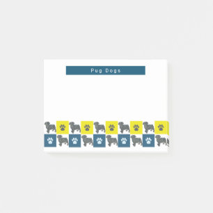 Post-it® Carlin Chien & Paw Yellow & Blue Grid Silhouette