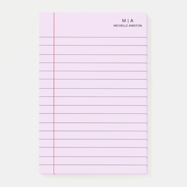 Post-it® Carnet de l'école à revêtement noir violet Monogra (Devant)