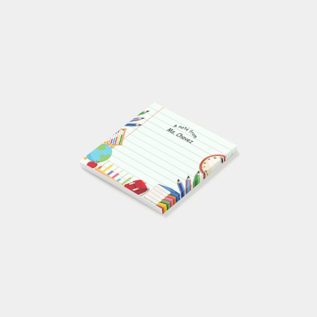 Post-it® Carnet Papier Thème d'approvisionnement scolaire (Incliné)