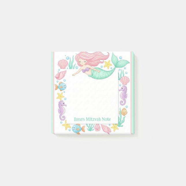 Post-it® Carnet personnalisé de la Mitzvah de la petite sir (Devant)