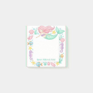 Post-it® Carnet personnalisé de Mitzvah de sirène mignonne