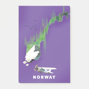 Post-it® Carte de Norvège affiche illustrée imprimée.