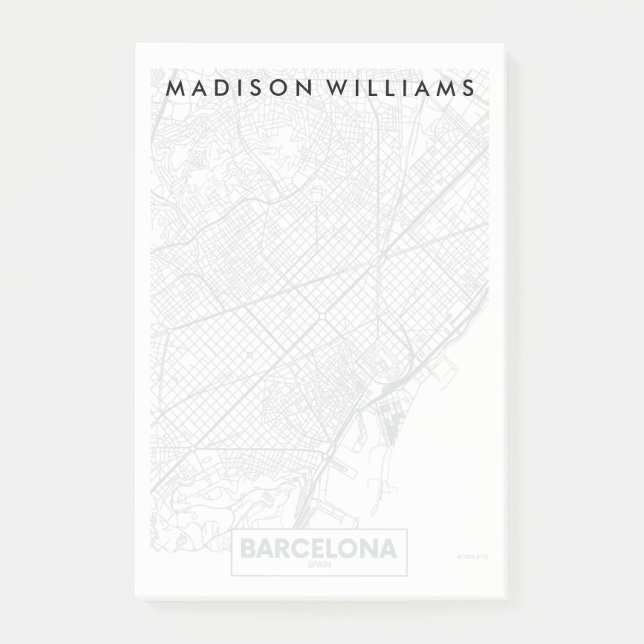 Post-it® Carte de ville de Barcelone, Espagne | (Devant)