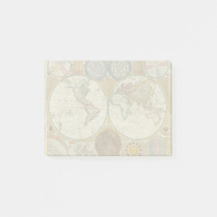 Post-it® Carte de voyage du monde Antique Vintage