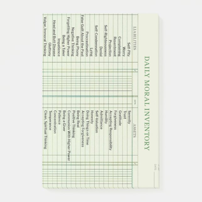Post-it® Carte d'inventaire Moral Quotidien Post-It (Devant)