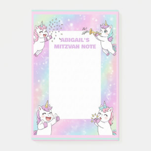 Post-it® Carte graphique Unicorne rose Mitzvah personnalisé