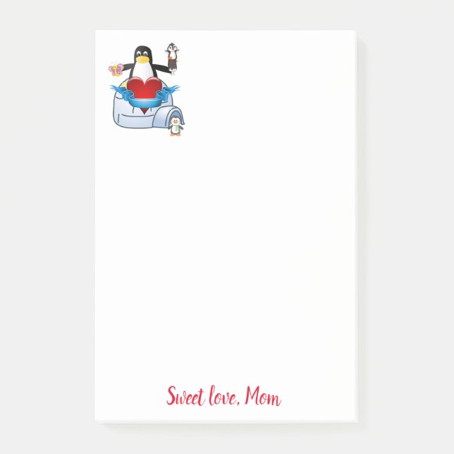 Post-it® Carte Joyeuse Saint-Valentin Pingouin (Devant)