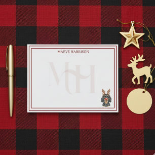 Post-it® Carte Monogram Holiday Dachshund Reindeer