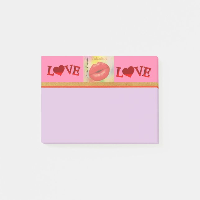 Post-it® Carte Postale Valentine Kiss Post-It Notes (Devant)