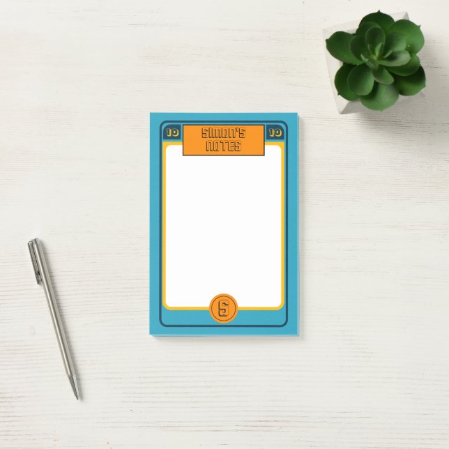 Post-it® Carte Retro Football Inspiré Bleu (Bureau)