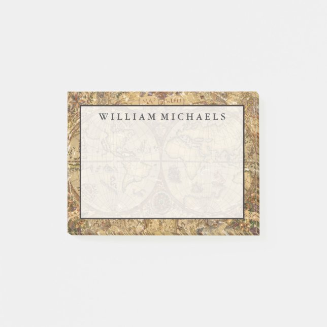 Post-it® Carte vintage du monde (Devant)