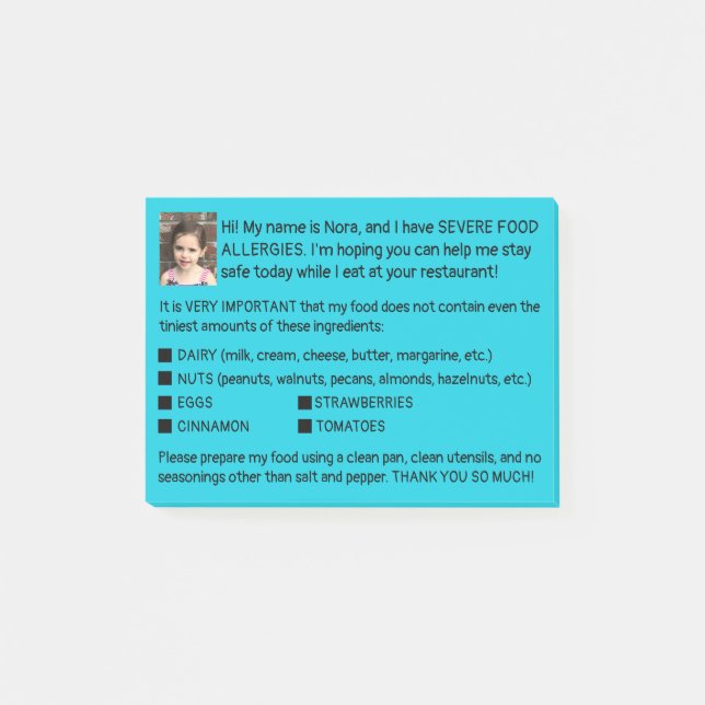 Post-it® Cartes d'allergie (Devant)
