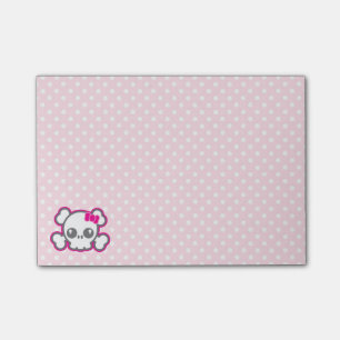 Post-it® Cartes de note collantes de crâne rose de ruban d