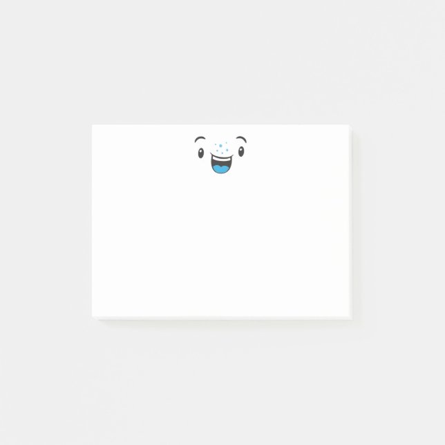 Post-it® Cartes de notes de visage Kawaii souriant bleu (Devant)