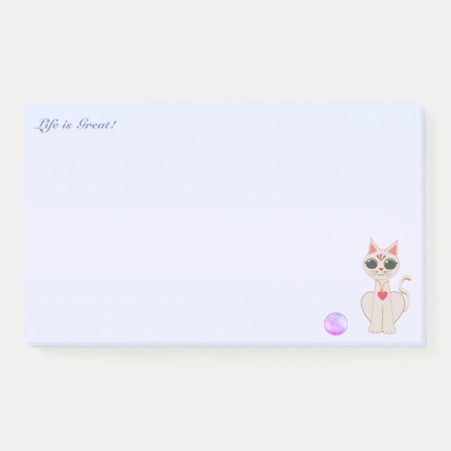 Post-it® Carton de chat beige mignon sur bleu clair (Devant)