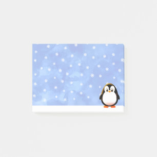 Post-it® Carton de pingouin mignon Flacons de neige aquarel