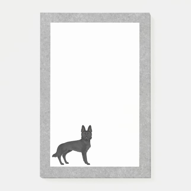 Post-it® Cartoon berger allemand noir GSD race chien gris (Devant)