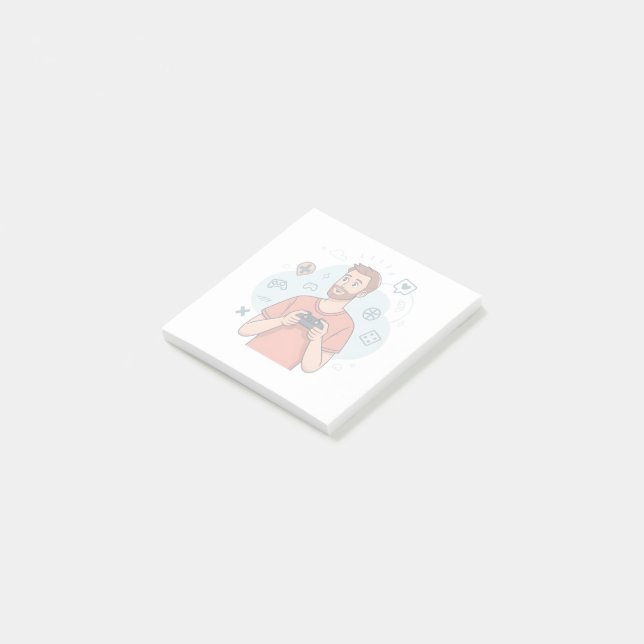 Post-it® Cartoon Gamer Character Illustration (Incliné)