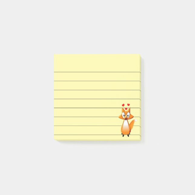 Post-it® Cartoon mignon Fox animal Lined 3x3 (Devant)