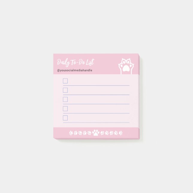 Post-it® Case à cocher Paquets de chats blancs doux rose mi (Devant)