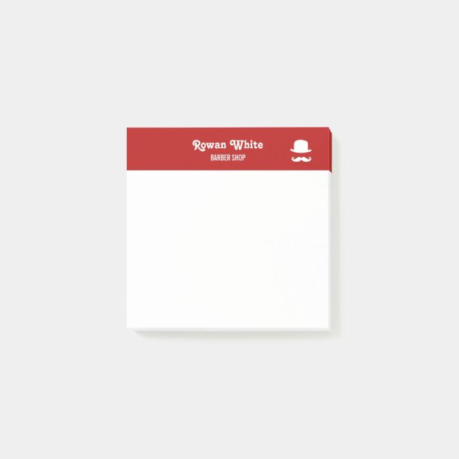 Post-it® Casquette blanc et mustache silhouette rouge (Devant)