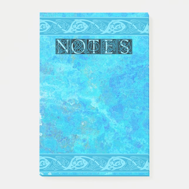 Post-it® Celtic Knotwork Fish in Blue  (Devant)