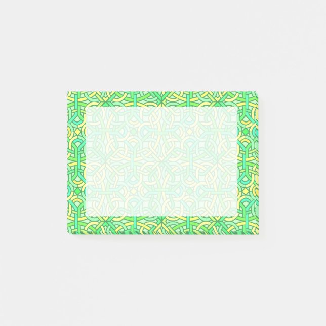 Post-it® Celtic noeud irlandais Motif tresse vert jaune (Devant)