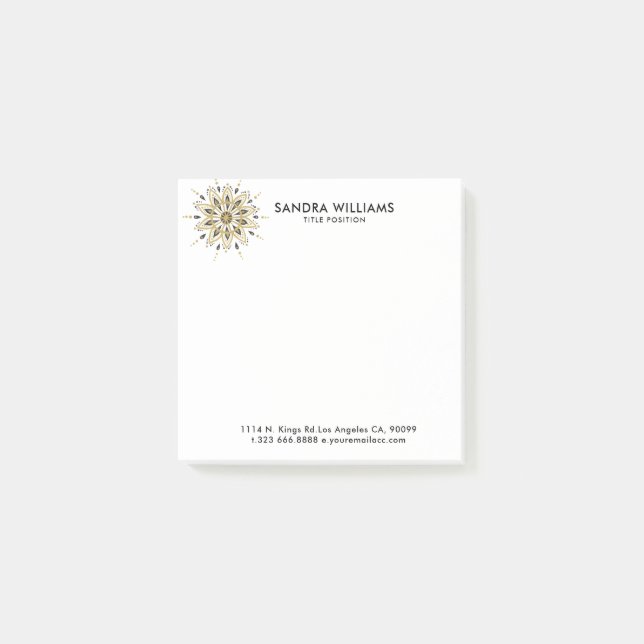 Post-it® Cercle Ornat Noir & Or Mandala (Devant)