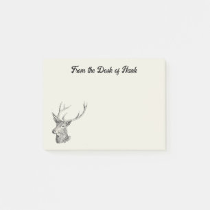 Post-it® Cerf Buck Head avec Antlers Black and White Art