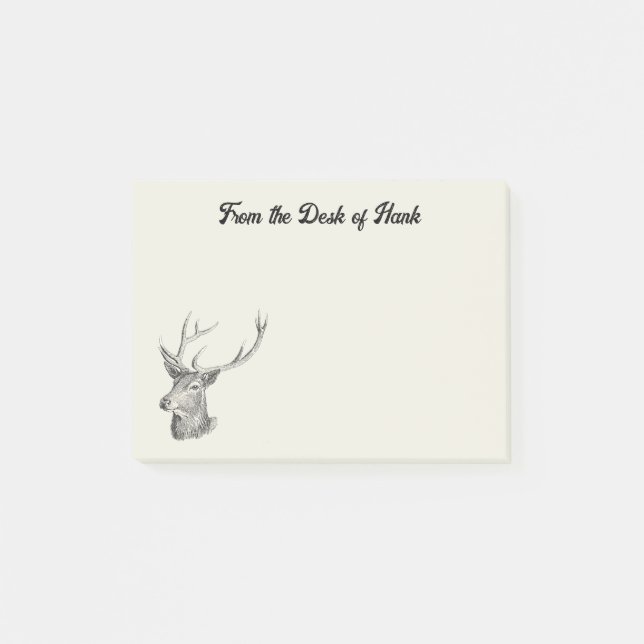 Post-it® Cerf Buck Head avec Antlers Black and White Art (Devant)