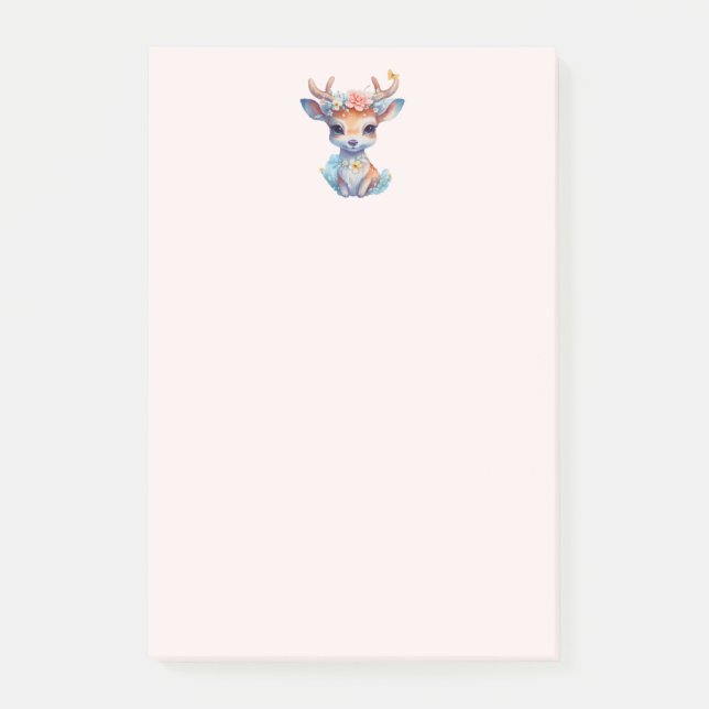 Post-it® Cerf de Bébé mignon avec Antlers et Fleurs (Devant)