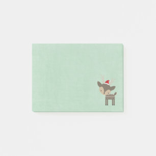 Post-it® Cerf de Noël avec chapeau de Santa Rouge Hipster r