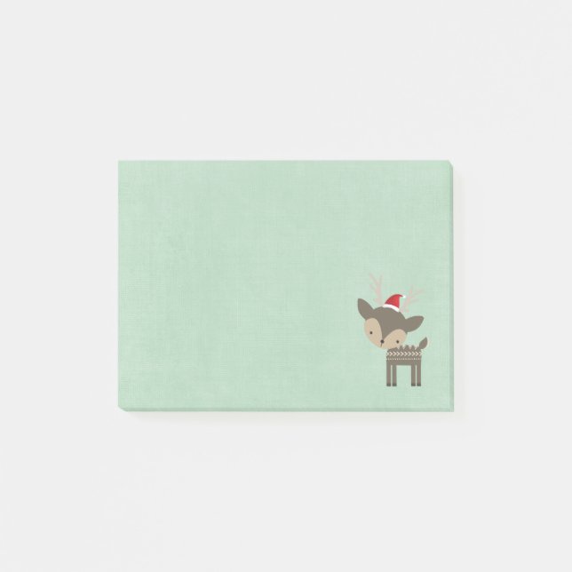 Post-it® Cerf de Noël avec chapeau de Santa Rouge Hipster r (Devant)