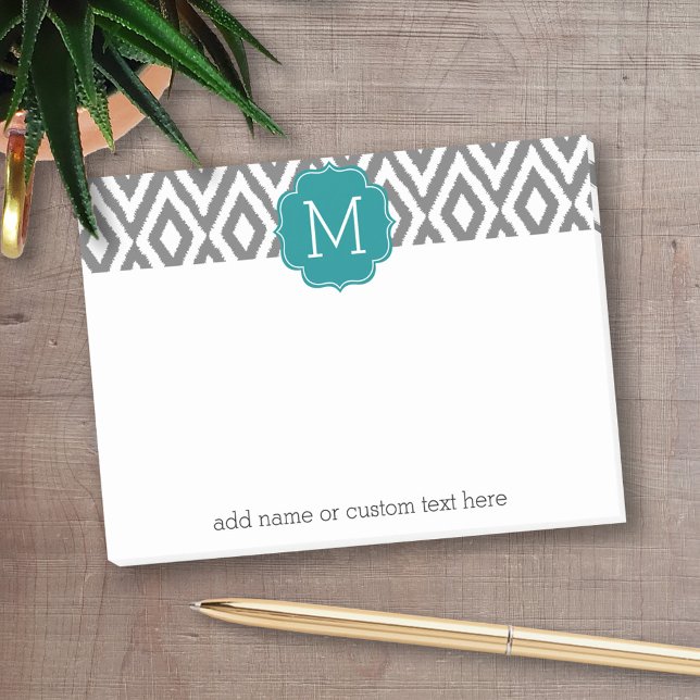 Post-it® C'est une fête - Ikat Motif avec Monogramme person (Personalized post-it notes with an area to add your name or other text)