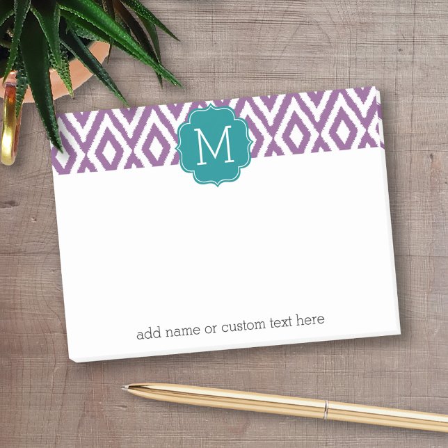 Post-it® C'est une fête - Ikat Motif avec Monogramme person (Personalized post-it notes with an area to add your name or other text)