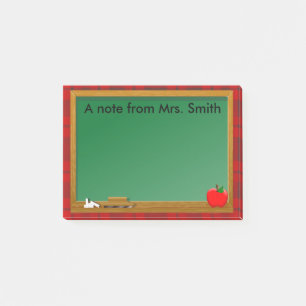 Post-it® Chalkboard Apple Red Plaid Enseignant