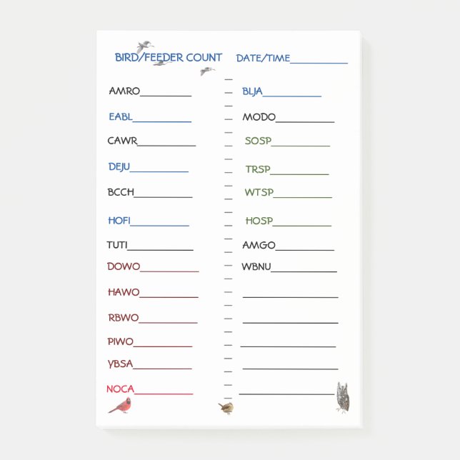 Post-it® Chargeur Oiseaux d'engraissement préimprimés Post- (Devant)