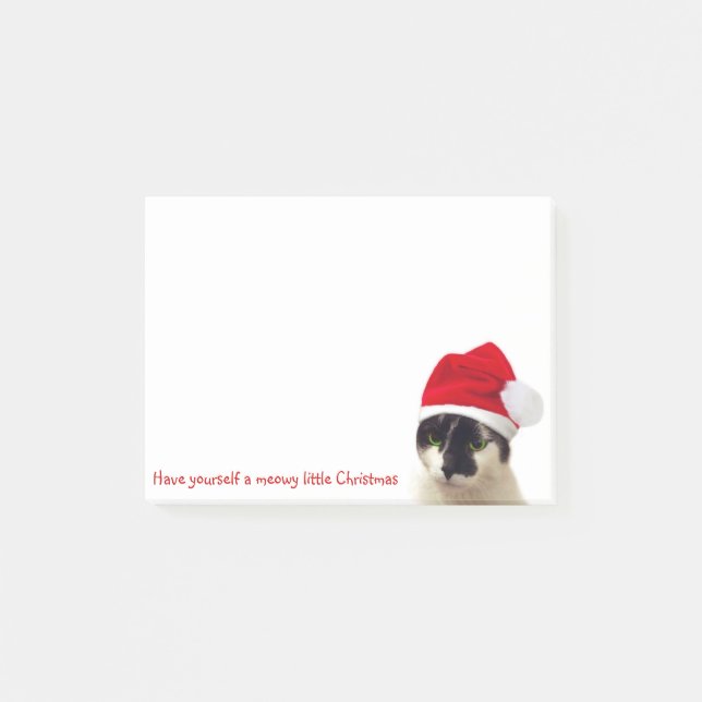 Post-it® Chat avec Casquette Père Noël (Devant)