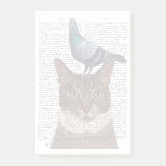 Post-it® Chat avec pigeon sur tête (Devant)