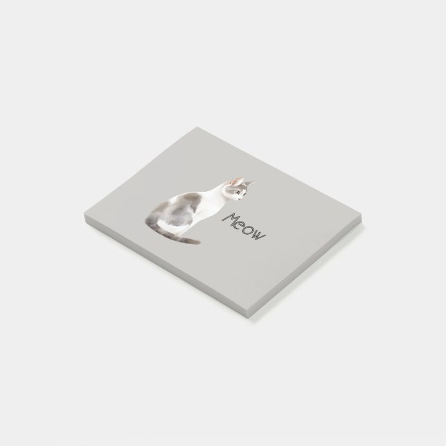 Post-it® Chat Blanc Gris (Incliné)