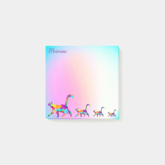 Post-it® Chat coloré Art Abstrait Moderne Personnalisé (Devant)