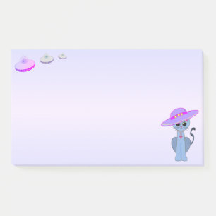 Post-it® Chat dans un chapeau & soucoupes volantes